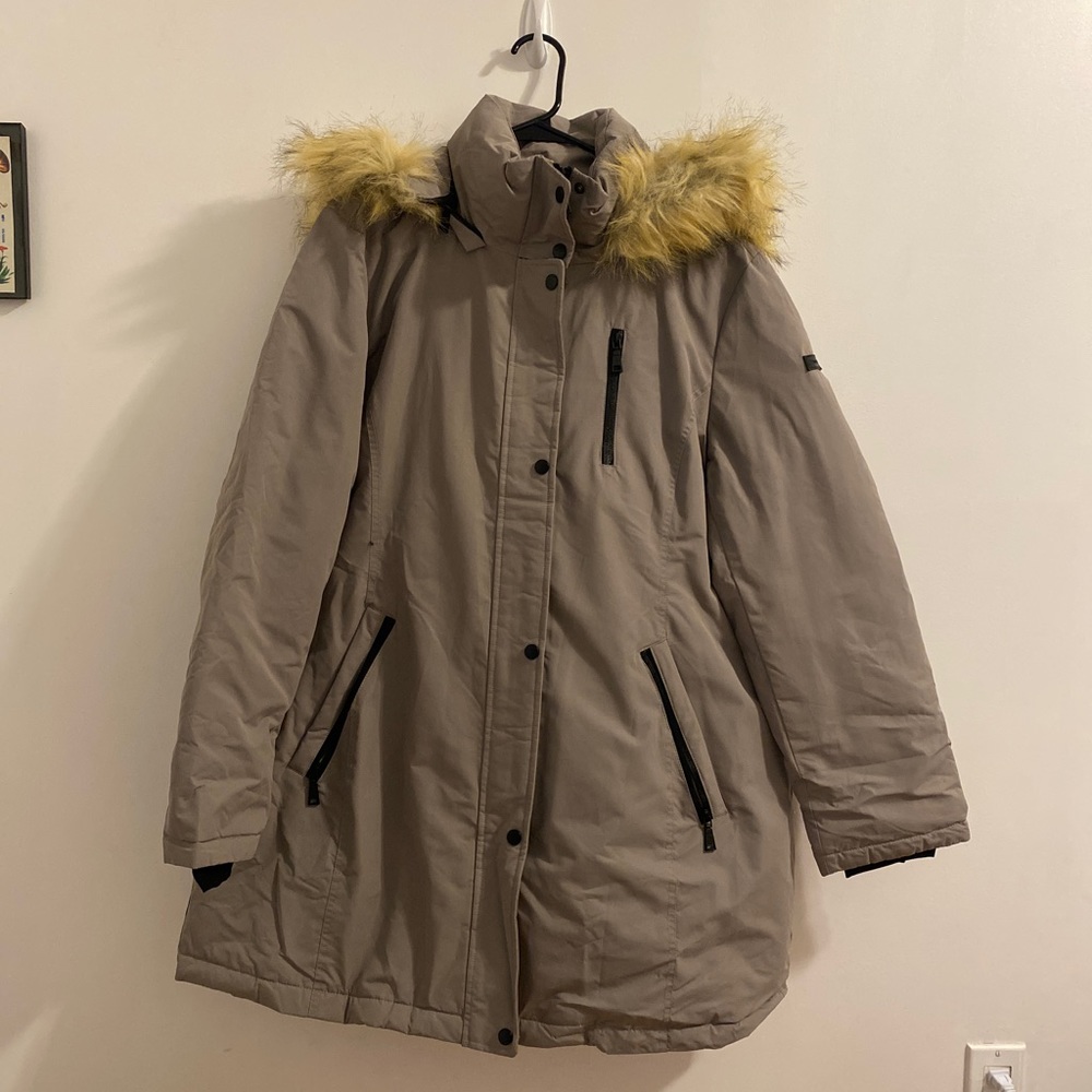 Tahari windproof faux fur trim parka